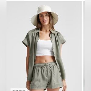 Quince Vintage Wash Tencel Camp Shirt size L